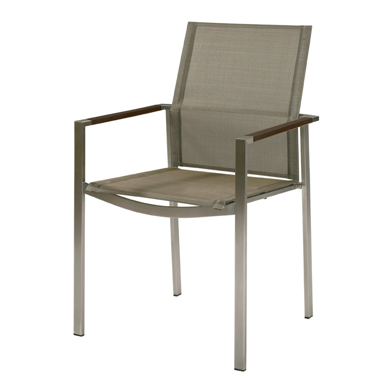 Mercury Outdoor Dining Armchair, Graphite Finish/Platinum Sling