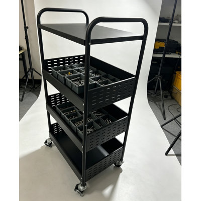 Stable 4 Tier Rolling Metal Storage Organizer, Heavy Duty Kitchen Cart With Metal Top And Mesh Baskets On Wheels For Pantry, Utility, And Home Organiz