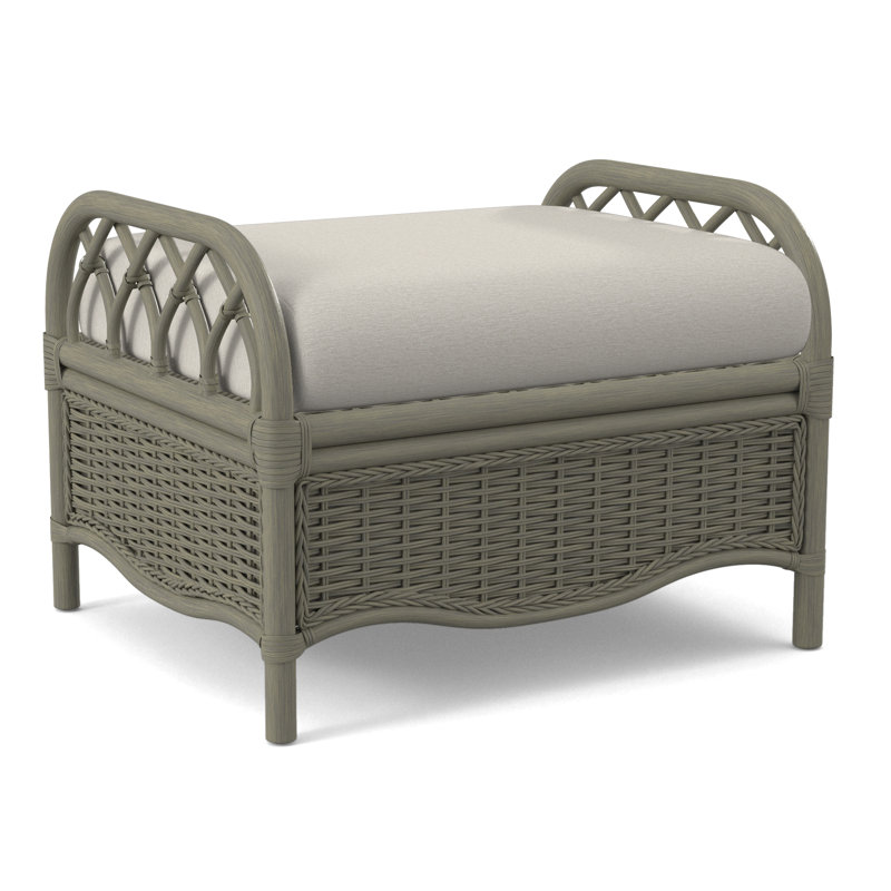 Everglade Ottoman, Greystone, White Performance Fabric; 0851-94