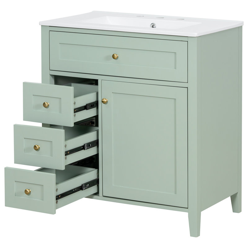 Meuble-lavabo de 30 pouces avec lavabo, Vert