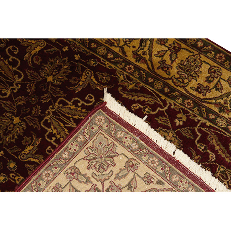 Wool Oriental Area Rug in Wine/Gold