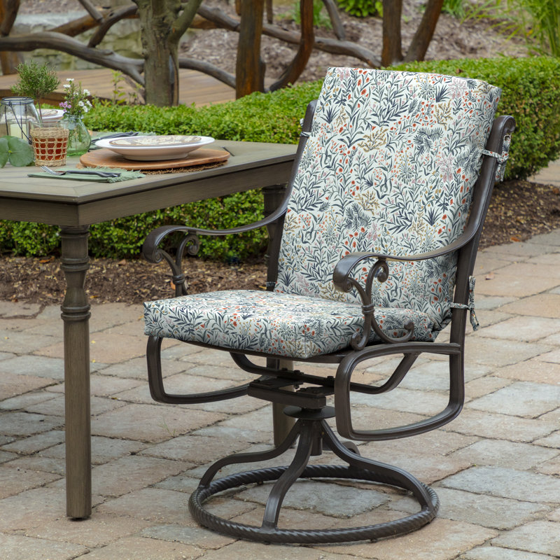 Millennial Valois Leaf Outdoor Highback Dining Chair Cushion