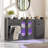 54'' Large Kitchen Island With Tilt Out Trash Can Cabinet & Adjustable Shelves, Kitchen Furniture & Led Light & 2 Drawers.
