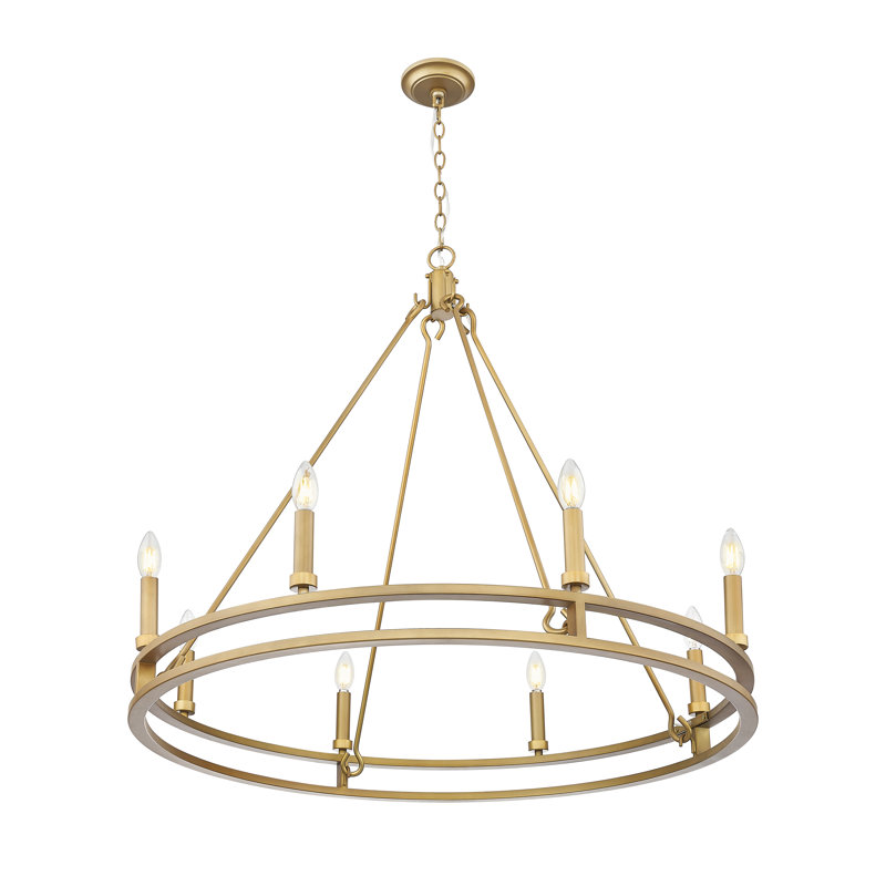 Lustre en laiton Hershel Signature, 12 lumières, H 40,25 po x l 47,5 po x P 47,5 po