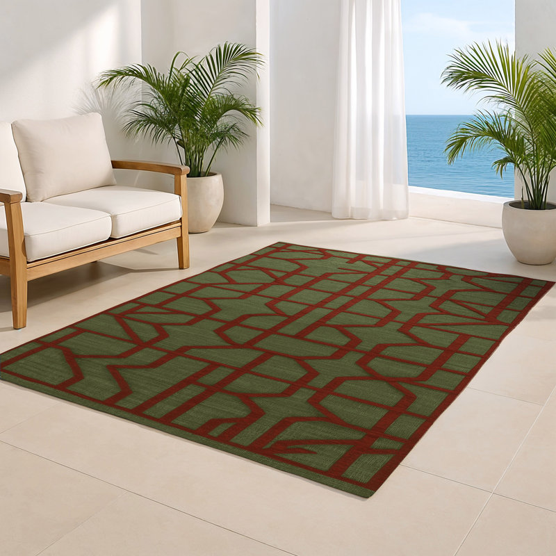 Tapis brun intérieur et extérieur Trellis, Rectangulaire 8 pi x 10 pi