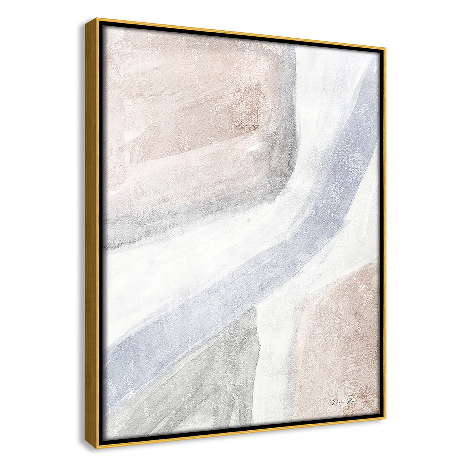 Helmsford "Soften 1" Painting, 15.5" H x 12.5" W x 2" D, Gold