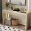 Console rustique avec 3 tiroirs cannelés en placage de bois massif pour le salon-1253024200