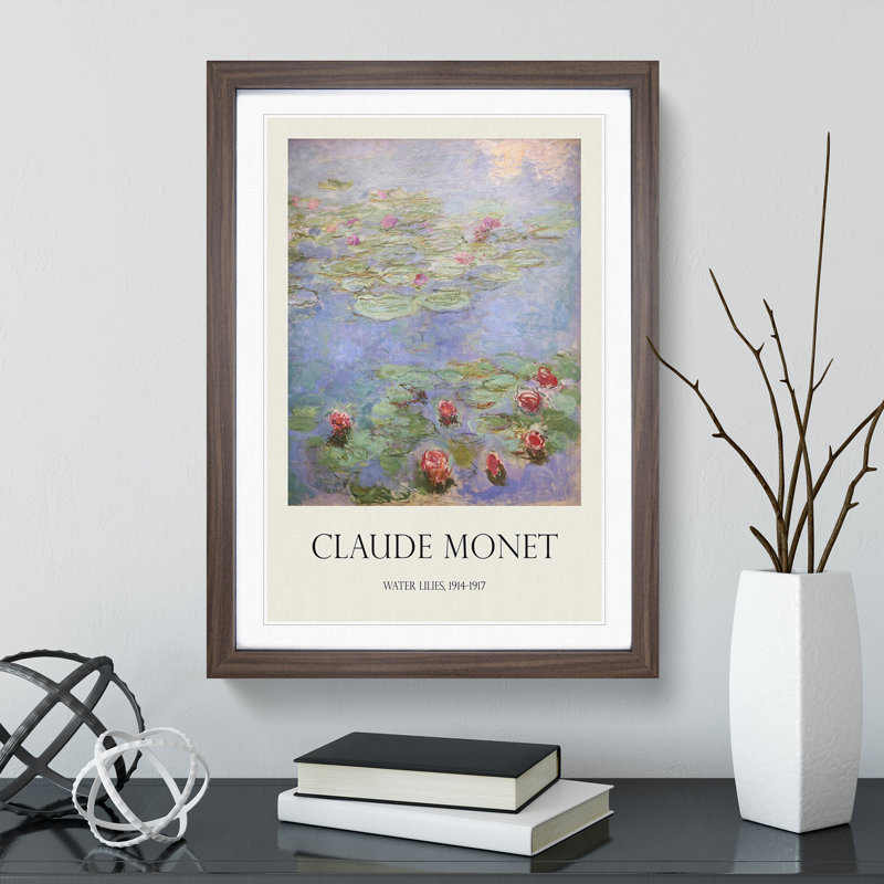 Water Lilies Lily Pond Vol.8 by Claude Monet - Picture Frame Art Prints, 36cm H x 27cm W x 2cm D, Walnut Framed