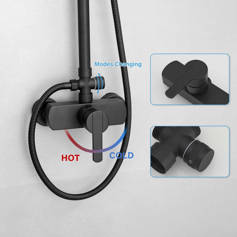 Dual-Function Wall Mount Shower System - Includes Rainfall Showerhead & Handheld Spray with Single Handle Control for Indoor/Outdoor Use
