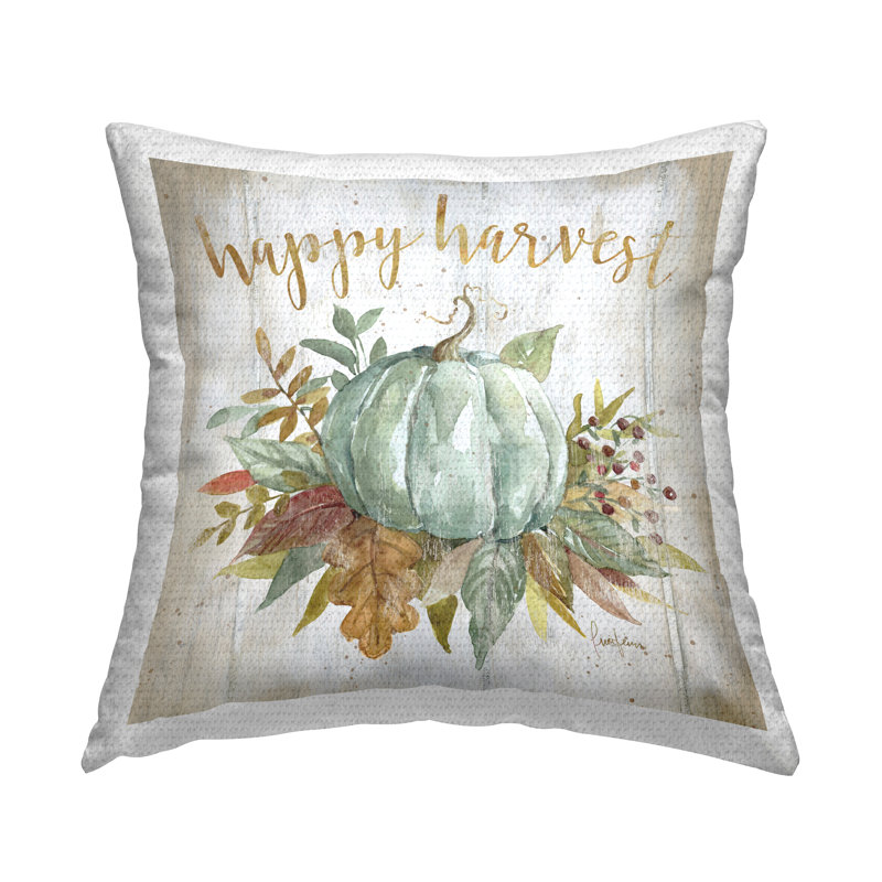 Coussin d'extérieur Happy Harvest Rustic Autumn Pumpkin Botanicals par Livi + Fin