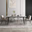 Ensemble de salle à manger 9 pièces à rallonge moderne, table en marbre blanc 94,5 po avec 8 chaises rembourrées grises et pieds fuselés en métal-1595760708-1595760712