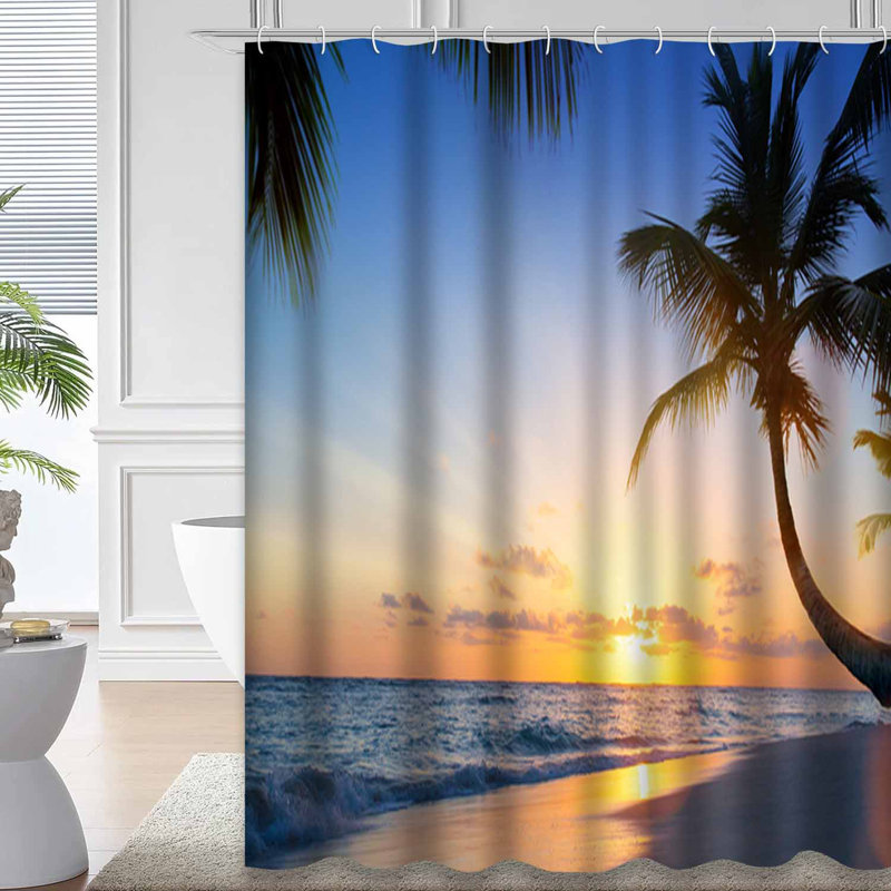 Art magnifique coucher de soleil plage tropicale, Jamaïque, Hawaï, Mexique, avec 12 crochets, L 72 po x l 72 po