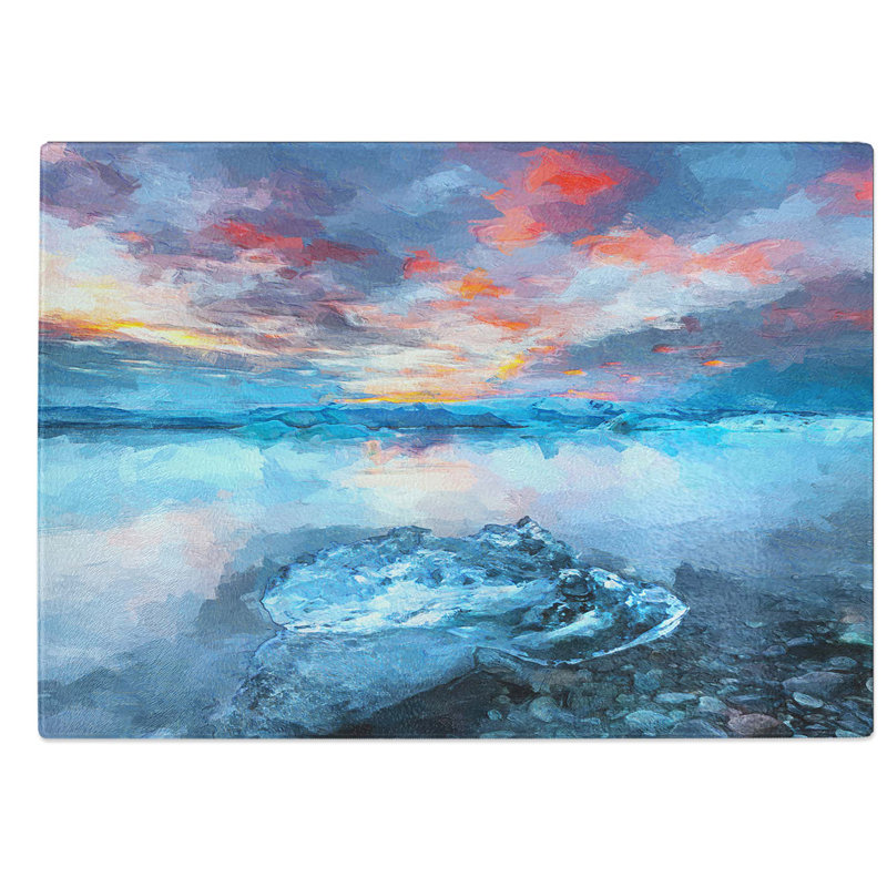 Glass Iceland View in Abstract Chopping Board, 28.5 cm W x 20 cm L