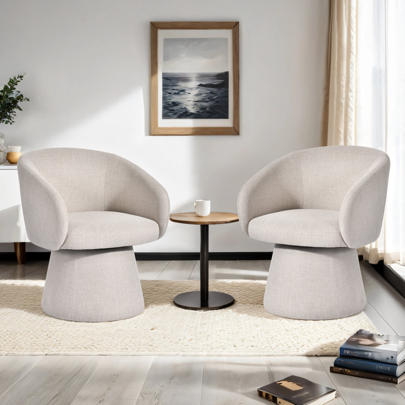 Akeylah 24.8" Wide Contemporary Fabric Swivel Accent Chair