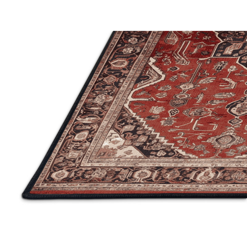 Tapis brun lavable à la machine, Rond 5 pi