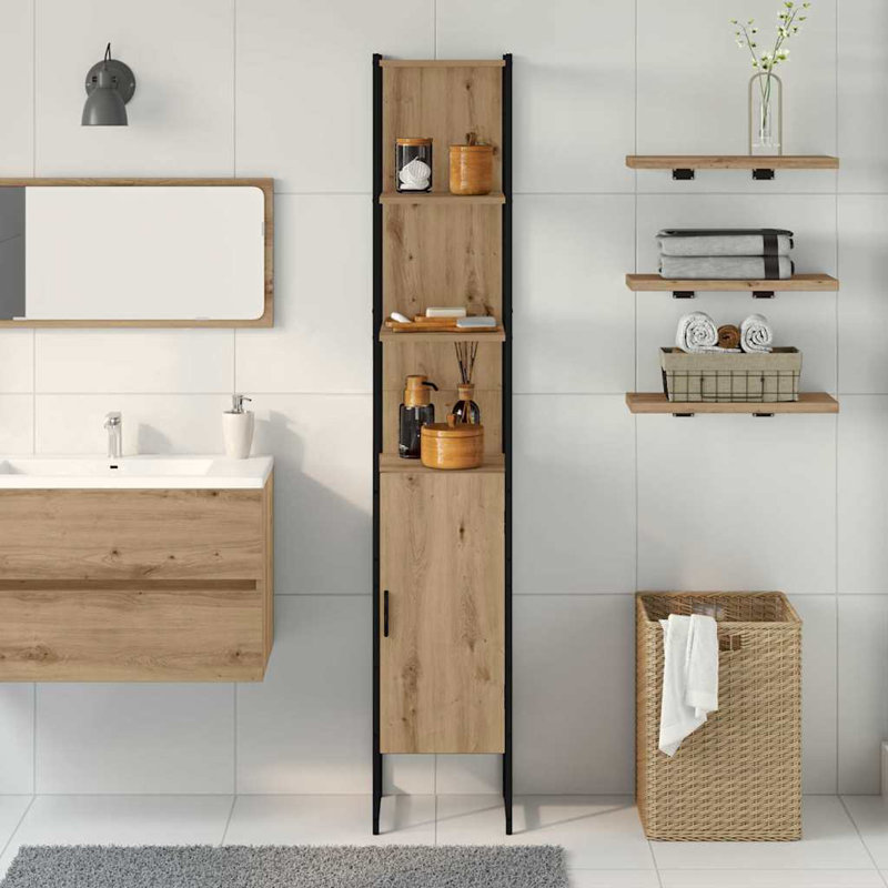  Bathroom Cabinet 33 X 33 X 185.5 Cm Engineered Wood, Artisan Oak