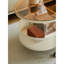 Table basse mobile ovale en verre et métal avec rangement