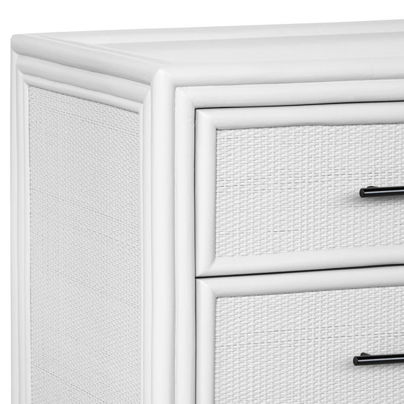 Commode double 6 tiroirs Aruba, Blanc / noir