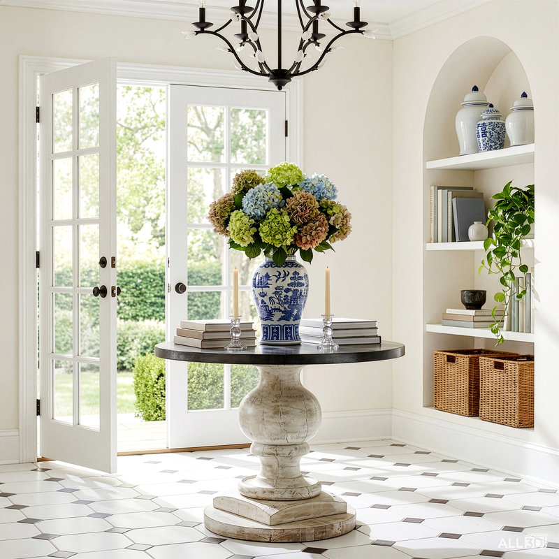 Pompei Metal & Wood 36"Foyer Table