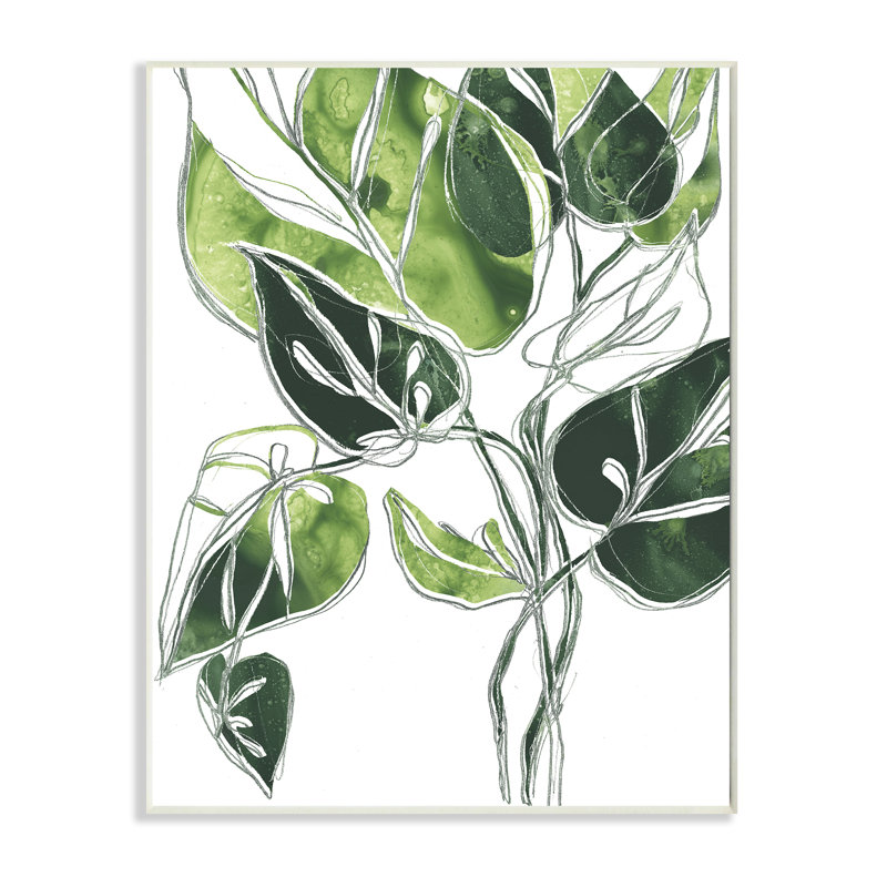 Feuilles de palmier complexes aux feuilles vertes uniques, Plaque murale, H 15 po x l 10 po