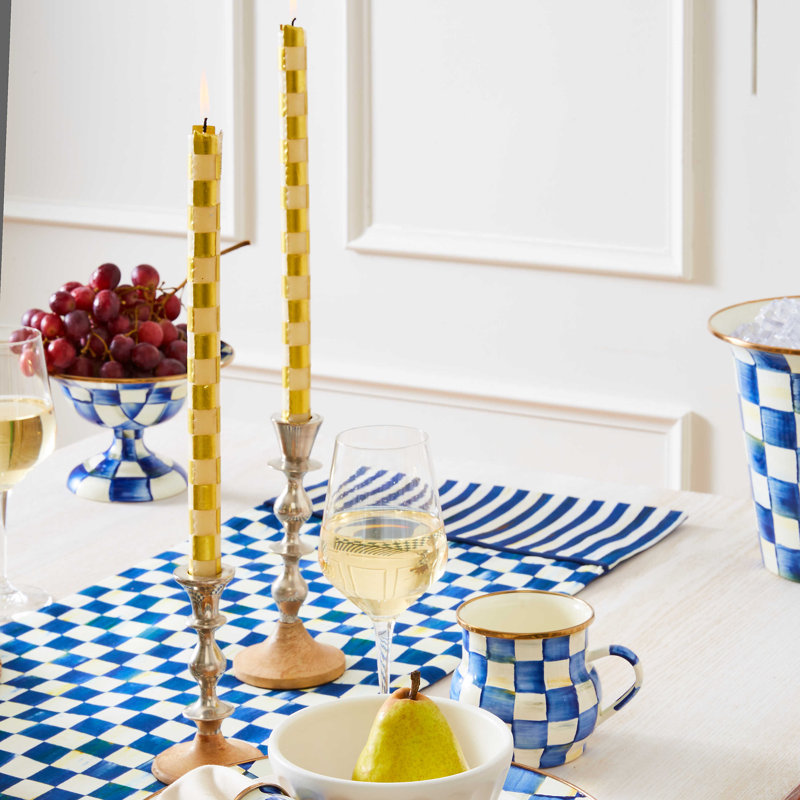 Check Gold/Ivory Dinner Candles
