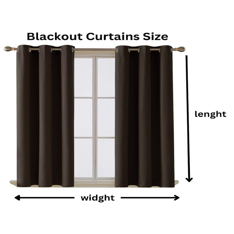 Jeffro Pair Eyelet Blackout Curtains, Brown, 228.6cm Width x 137.16cm Drop