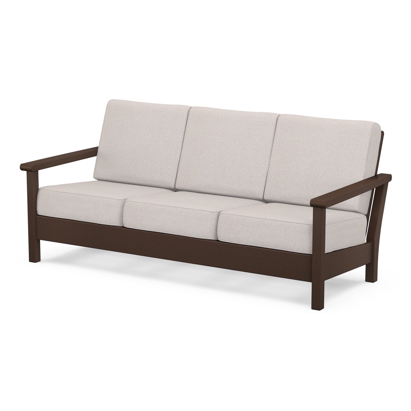 Harbour Deep Seating Sofa, Dune Burlap, Mahogany