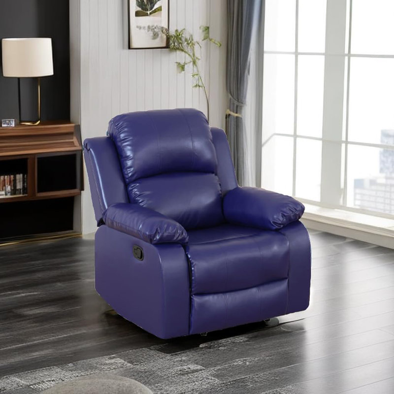 Semi Pu And Pvc Leather Recliner Chair, Blue