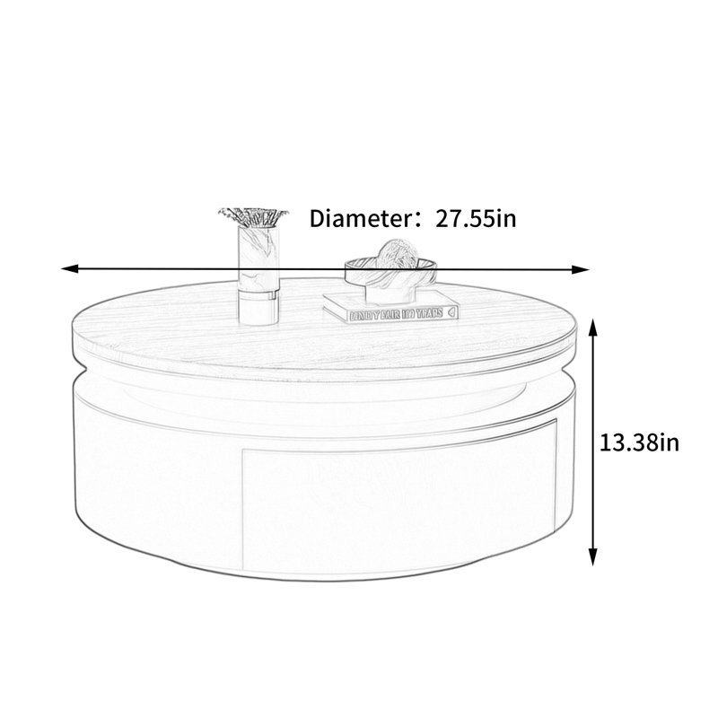 Iserman, H 13,38 po x L 27,55 po x l 27,55 po, Brun noix / noir