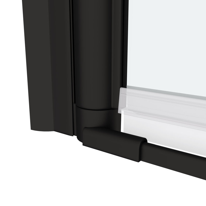 Universal Pivot Shower Door, Matte Black Finish. 1/4" Tempered Glass, 1 3/8" Adjustable, 36000 Times Measured, Leak Signal Door With Adjustment Feature - Matted Glass Wall Channel #304 Stainless