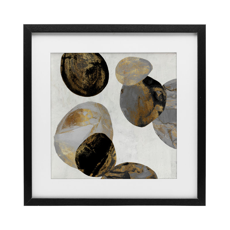 «Golden Streaked Eggs», reproduction encadrée sous verre, conception de Jacob Q, H 13 po x l 13 po, Cadre noir minuit