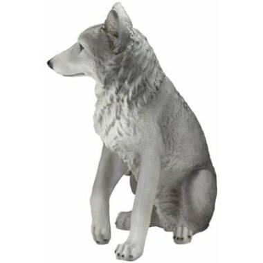 Hi-Line Gift Grey Wolf Cubs Hiding Under Log Statue