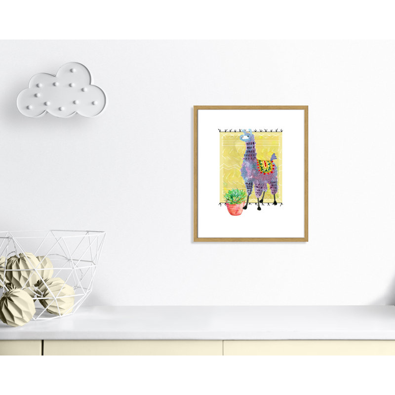 « jolie llama ii », art sur toile, H 25,5 po x l 21,5 po x P 1,18 po, Cadre en chêne