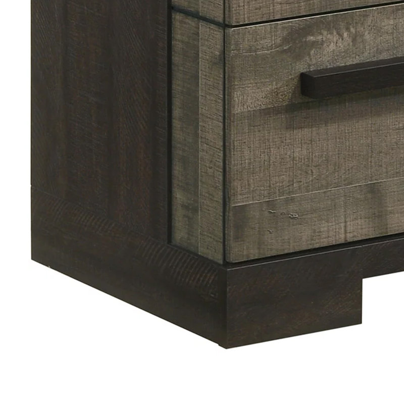 Commode haute à 4 tiroirs Ruthe, bois, Gris / noir ébène