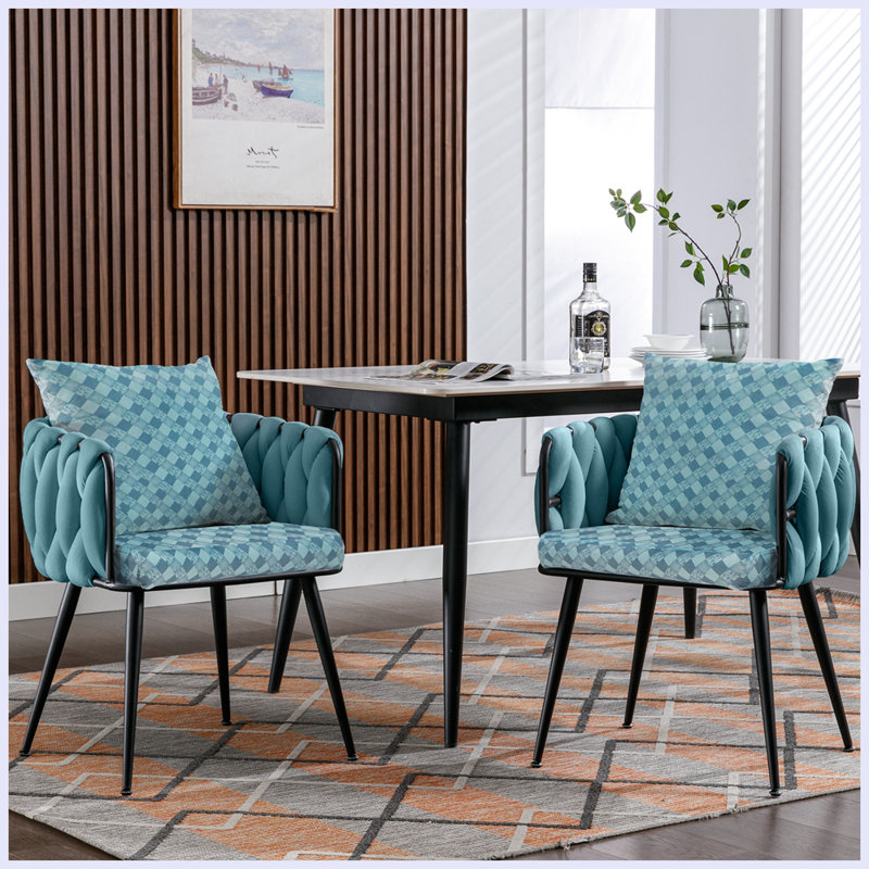 Chaise de salle à manger capitonnée, Bleu