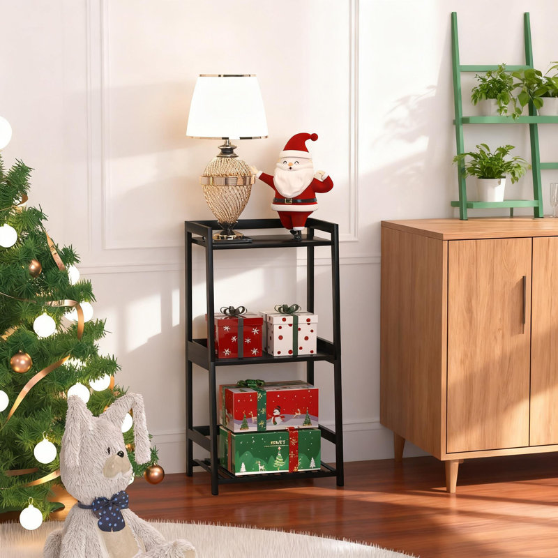 3 Tier Bamboo Shelf For Bathroom, Living Room, Kitchen, Rustic Ladder Storage Organizer With Space-Saving Design, Stylish Display For Home Decor