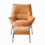 Ensemble de fauteuil d'appoint et repose-pieds 2 pièces Abela, cuir fleur-107417381