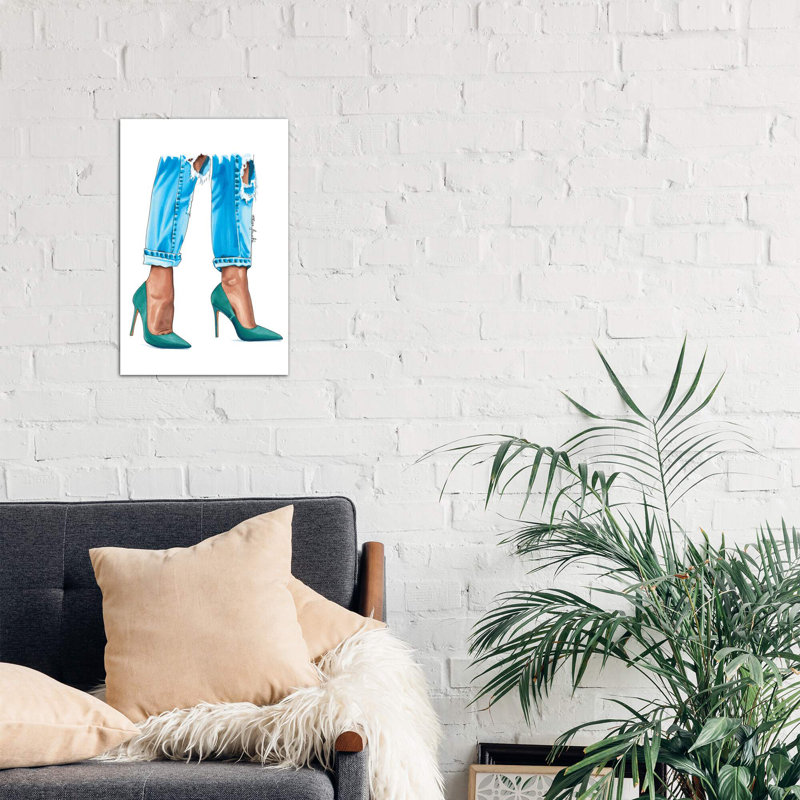 Teal Heels - Wrapped Canvas Painting, 152.5 cm H x 101.5 cm W, Wrapped Canvas