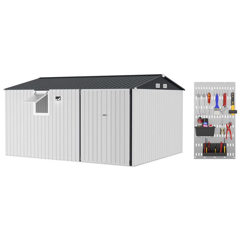 Reinforced Frame Metal Outdoor Storage Storage Unit, White