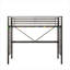 Lit mezzanine simple en métal avec bureau, prise de courant et éclairage à DEL, garde de sécurité et échelle, aucun sommier nécessaire, noir
