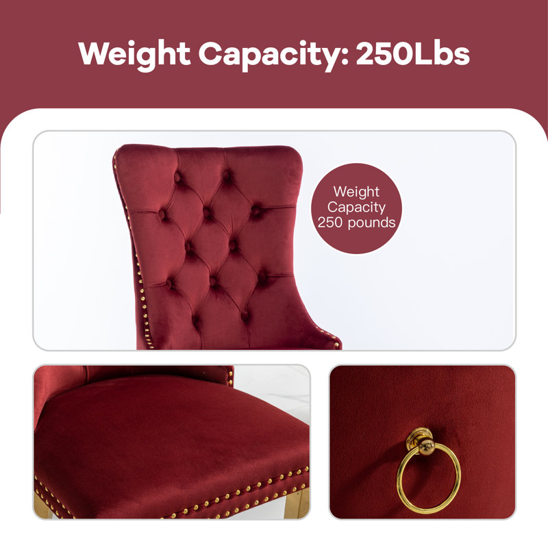 Chaise parsons en velours capitonné Joshanae, Rouge