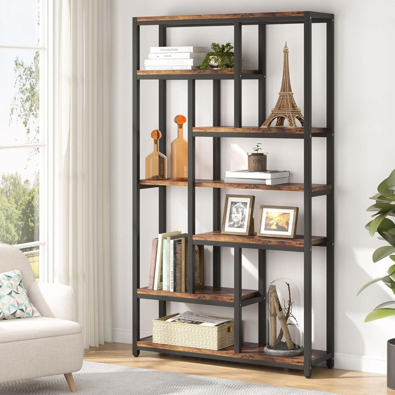 78.7" Extra Tall 7-Tier Industrial Vintage Rustic Etagere Bookcase With 10 Shelves Organizer For Living Room, Bedroom