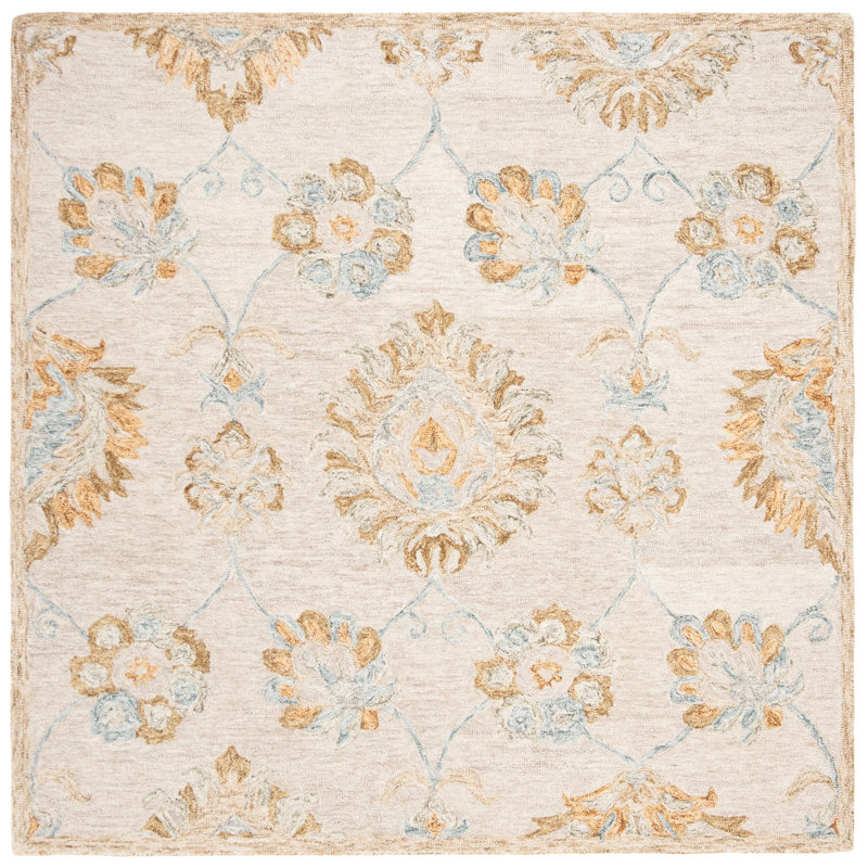 Lococo Hand Tufted Wool Floral Rug, Square 6'