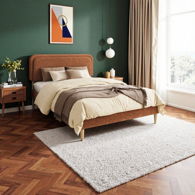 Plush Upholstered Full Platform Bed with Adjustable Headboard – Modern Brown Steel Frame, No Box Spring Needed, Quiet & Easy Assembly