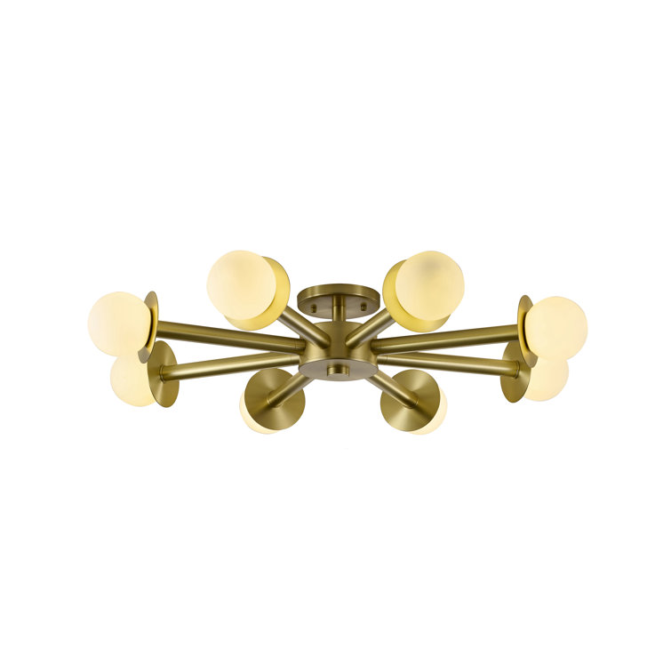 Transitional 8-Light Brass Flush Mount 