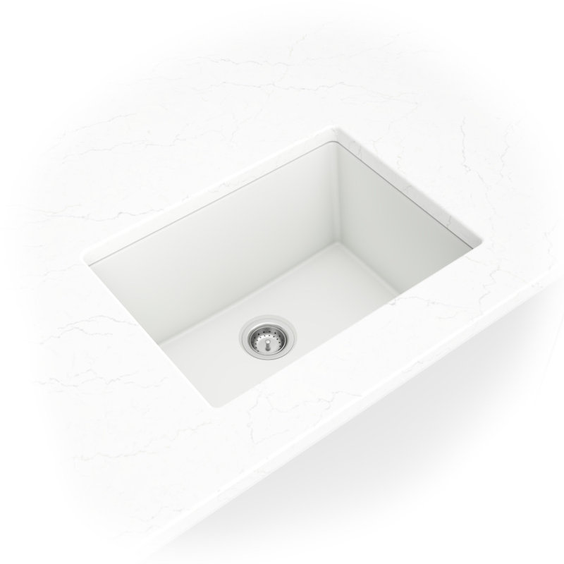 24 in. x 18 in. Quartz Undermount Single Bowl Kitchen Sink, White