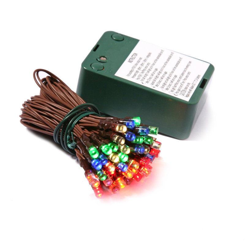 LED Battery Operated Wide Angle Christmas Light Set, Red/Blue/Brown