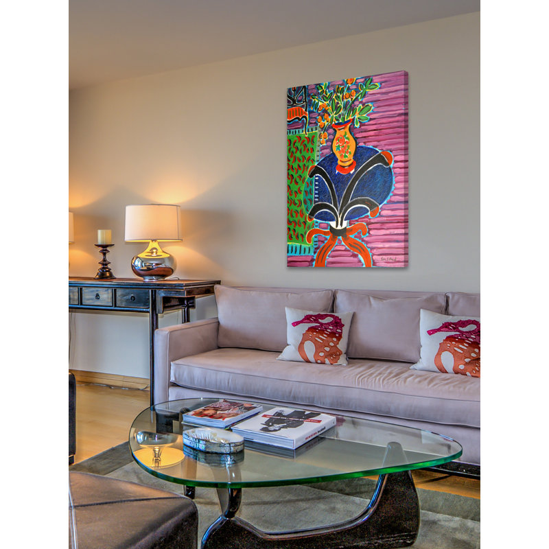« bouquet on glass table » par wayne ensrud, reproduction d’art sur toile tendue, H 36 po x l 24 po
