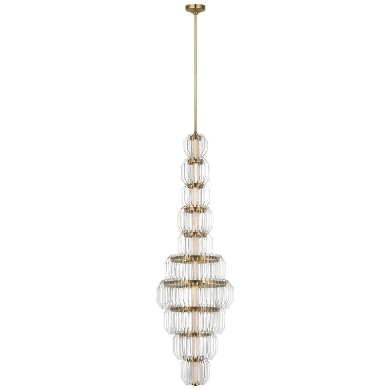 Waterford Killarney 19" Layered Entry Chandelier with Clear Crystal, Natural Brass