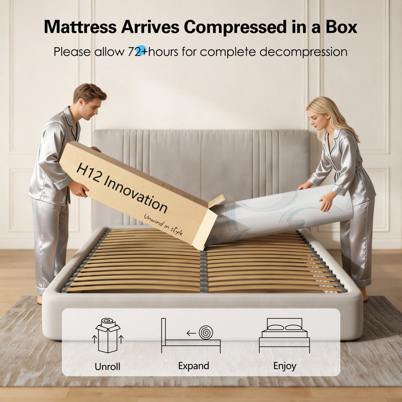 Matelas hybride 12 po pour lit simple, mousse viscoélastique imprégnée de gel et matelas à ressorts ensachés, Lit simple